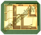 Норд - дом 6*8 с ломаной крышей /-/ план 1го этажа 3-d