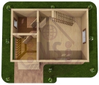 Дом из бруса 4*6 с мансардой 3d схема 1-го этажа