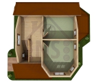 Проект деревянного дома 7х7 / 3-d план 2-го этажа